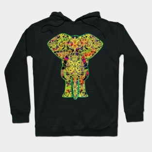 Rainbow Yellow Elephant on Green V.2 Hoodie